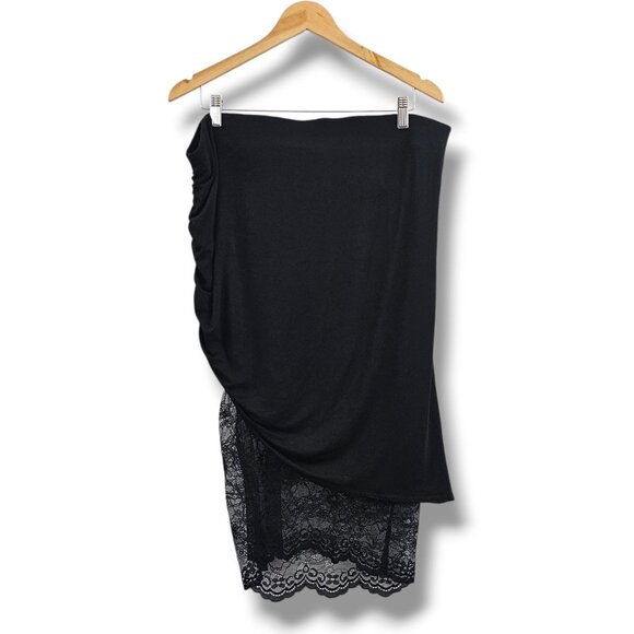 Torrid Black Pencil Skirt Lace Layer Ruched Size 1X Sexy Whimsigoth Grunge - Picture 2 of 10